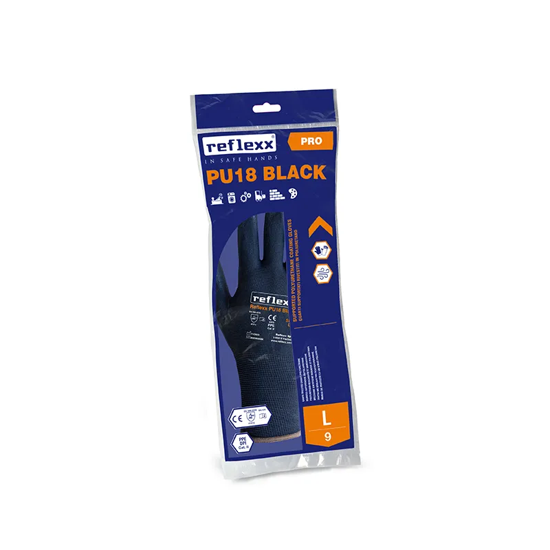 Višekratne crne rukavice, premaz poliuretan L