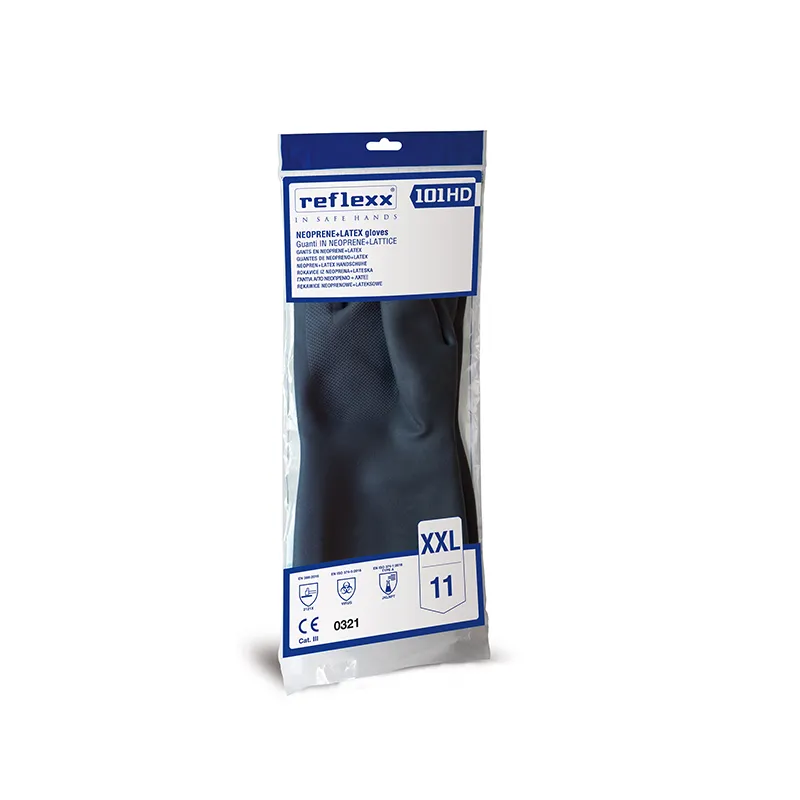 Višekratne rukavice, crne, latex + neopren, EXTRA LONG; 105 gr L